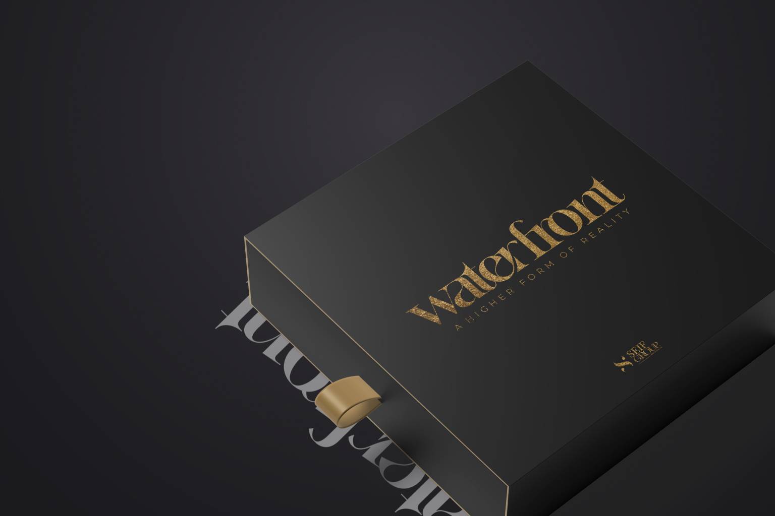 Waterfront black and gold presentation box